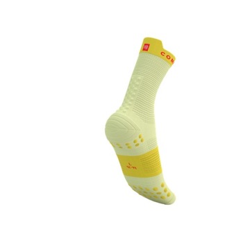 COMPRESSPORT Skarpetki do biegania wysokie V4 RUN HIGH yellow/fluo red T2