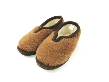 Pantofle CIAPY wełniane MERYNOS R 47 Kapcie CAMEL
