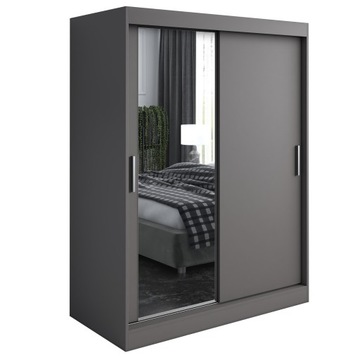 Шкаф-купе 150 Зеркало, 2 интерьера АНТРАЦИТ