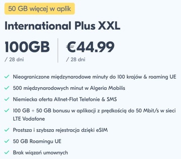 Карта Lycamobile DE SIM Internet International Plus XXL 150 ГБ