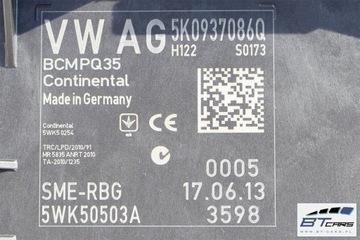фото thumb №8, Vw scirocco eos tiguan модуль блок управления бортовой сетью bcm 5k0937086q 5k0 937 086
