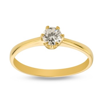 Золотое классическое кольцо Тест 0,585 с алмазом 0,33CT