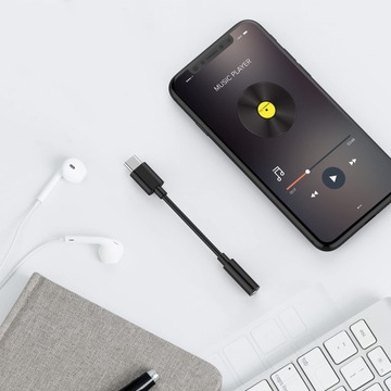 Аудиоадаптер USB-C — Mini Jack 3.5 AUX BLACK V2