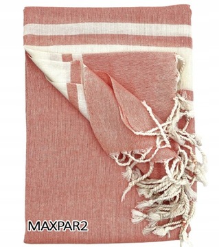 FOUTA PAREO RĘCZNIK Z FRĘDZLAMI BASEN PLAŻA SAUNA SPA 100% BAWEŁNA 95x195