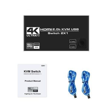 KVM HDMI 2.0 USB-переключатель 4K/60 Гц 3xUSB