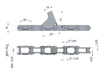 Закрытая початкорезная цепь кукурузной жатки, 64 звена CA2060H x