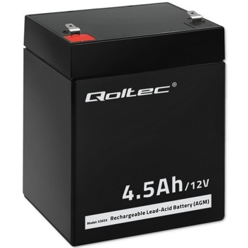 Аккумулятор QOLTEC AGM | 12 В | 4,5 Ач | макс.1,35А