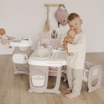 SMOBY Baby Nurse Большой уголок няни для куклы, кроватка, пеленальный столик, стульчики для кормления