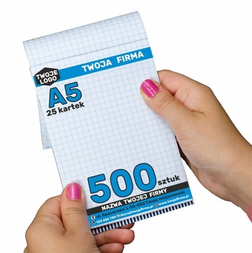 Рекламные блоки А5, наклеенные LOGO Notes, 500 шт.