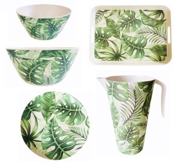 БОЛЬШОЙ ДЕКОРАТИВНЫЙ ПОДНОС БАМБУК 41x31см MONSTERA