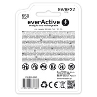 1 литий-ионный аккумулятор EverActive USB C 500 мАч 9 В 6F22