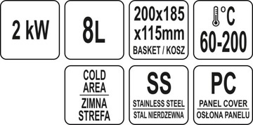 FRYTOWNICA ELEKTRYCZNA 5L 2000W 230V YATO YG-04609