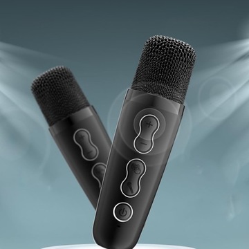 PRZENOŚNY GŁOŚNIK KARAOKE Z BLUETOOTH 5.0 I LED I 2 MIKROFONAMI