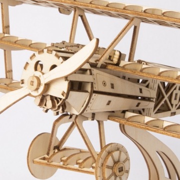 Деревянный 3D-пазл Robotime - Самолет-триплан