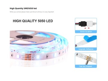 Набор светодиодных лампочек RGB 5050 BLUETOOTH длиной 20 м.