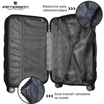 Набор из 3 жестких дорожных чемоданов PETERSON на колесах.
