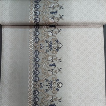 Ткань COTTON SATIN SILVER LACE - BORDER