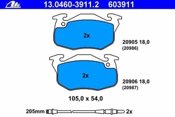 фото thumb №2, Ate 13.0460-3911.2 набір гальмівні колодки гальмівних, гальма дискові