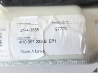 фото thumb №8, Audi a8 s8 4h0 d4 рестайлинг 09-17 защита обшивка левого стойка a 4h0867233b ep1