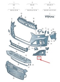 фото thumb №10, Audi a5 sportback f5 передняя часть правый air guide решётка 8w6807682s3q7 oem