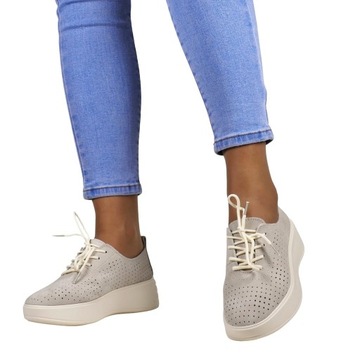 iShoes ТУФЛИ, АЖУРНЫЕ КОЖАНЫЕ КРОССОВКИ, БЕЖЕВЫЕ, ТЕЛЕЖНЫЕ, КОМФОРТНЫЕ, МОДНЫЕ