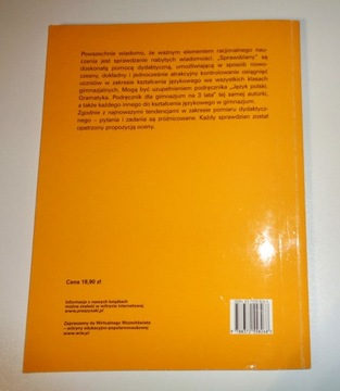 SPRAWDZIANY Z ZAKRESU KSZTAŁCENIA JĘZYKOWEGO dla klas I-III gimnazjum