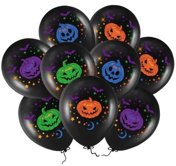 Balony Dynie na Halloween czarne kolorowe dekoracje halloweenowe dla dzieci