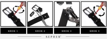 Pasek skórzany SEPHER Classic 4cm C. CZERWONY |100