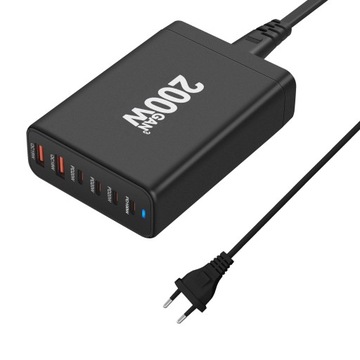Зарядное устройство GaN мощностью 200 Вт, 6 портов USB Type C, зарядное устройство PD, быстрая зарядка 3.0, USB Type C