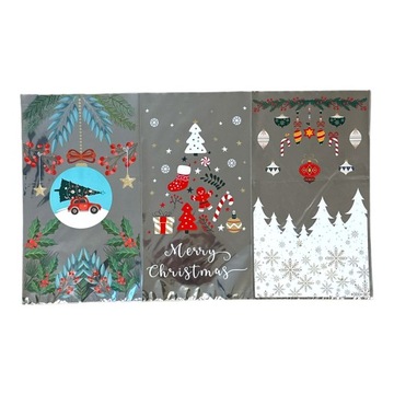 50x СУМКИ из фольги ПОДАРОЧНЫЕ СУМКИ SANTA STAR 20x35 см