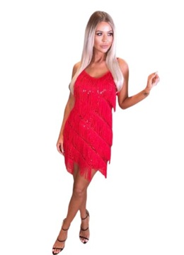 КРАСНОЕ ПЛАТЬЕ С БАХЛОЙ И ПАЙЕТКАМИ S/M/L