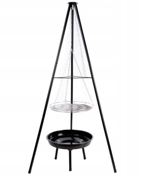 GRILL OGRODOWY WISZĄCY PALENISKO TRÓJNÓG DUŻY 50CM RUSZT OGNISKO WĘGLOWY