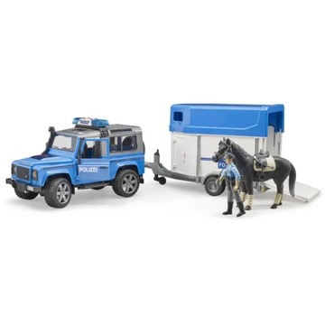 Police Bruder Land Rover с прицепом для перевозки лошадей и фигурками 02588