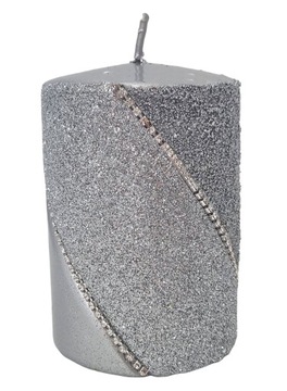 ŚWIECA ozdobna BOLERO NEW SREBRNA 10cm ARTMAN walec