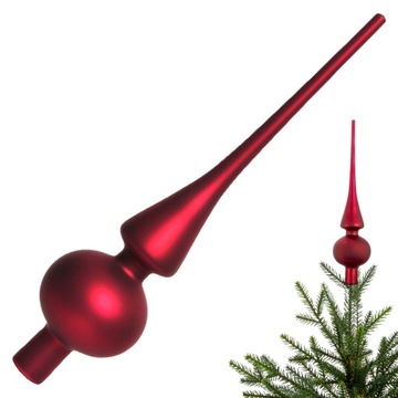 Szklany czubek na choinkę Szpic choinkowy Bordowy Mat - 26 cm