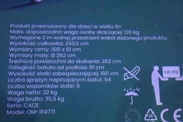 Trampolina z siatką Jumi 305 cm FT 10 (304-312 cm)