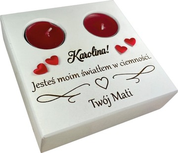 ŚWIECZNIK TEALIGHT WALENTYNKI PREZENT DZIEWCZYNY