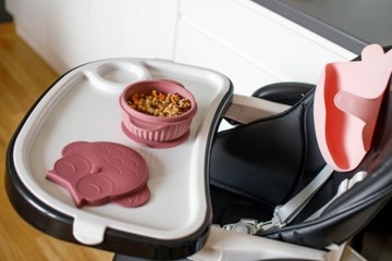 InnoGIO Силиконовая миска в виде совы с розовой крышкой.
