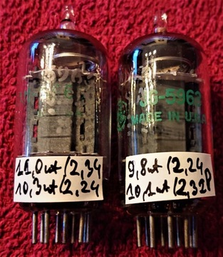 2 x GE USA 5963 ~ Ecc82 12au7 Gain104% 1964r