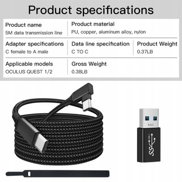 Кабель USB-A d для Oculus Quest 2 Link USB 3.1 типа C