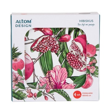Подставки для чашек квадратные, пробковые подставки Altom Design Flowers 4 шт.