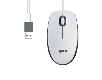 Проводная мышь Logitech M100 белого цвета с белым сенсором