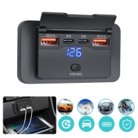фото thumb №8, Гніздо автомобільні монтажні 12v 24v 4 usb pd qc 3.0 on off 96w кришка