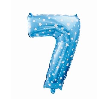Balon foliowy Cyfra 7 niebieska w gwiazdy 61 cm