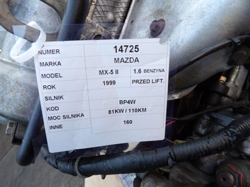 фото thumb №7, Mazda mx5 ii 1,6b 81kw 110km двигун комплектний bp4w