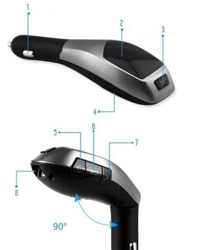 Bluetooth Transmiter FM z wyświetlaczem LED + USB