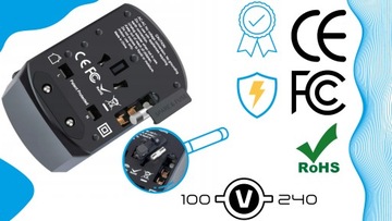 БЛОК ПИТАНИЯ ПЕРЕМЕННОГО ТОКА ДОРОЖНОЕ ЗАРЯДНОЕ УСТРОЙСТВО 4XUSB USB-C 5 УСТРОЙСТВ