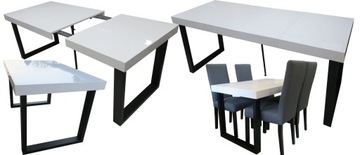 Стол GLOSS белый 140x80 +2x50/120x80 размеры