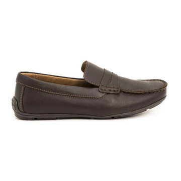 Buty męskie mokasyny naturalna skóra licowa 894MA brązowe slip on 45