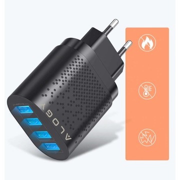 Быстрое зарядное устройство Alogy 4x USB Quick Charge 3.0, 2,4 А, черный